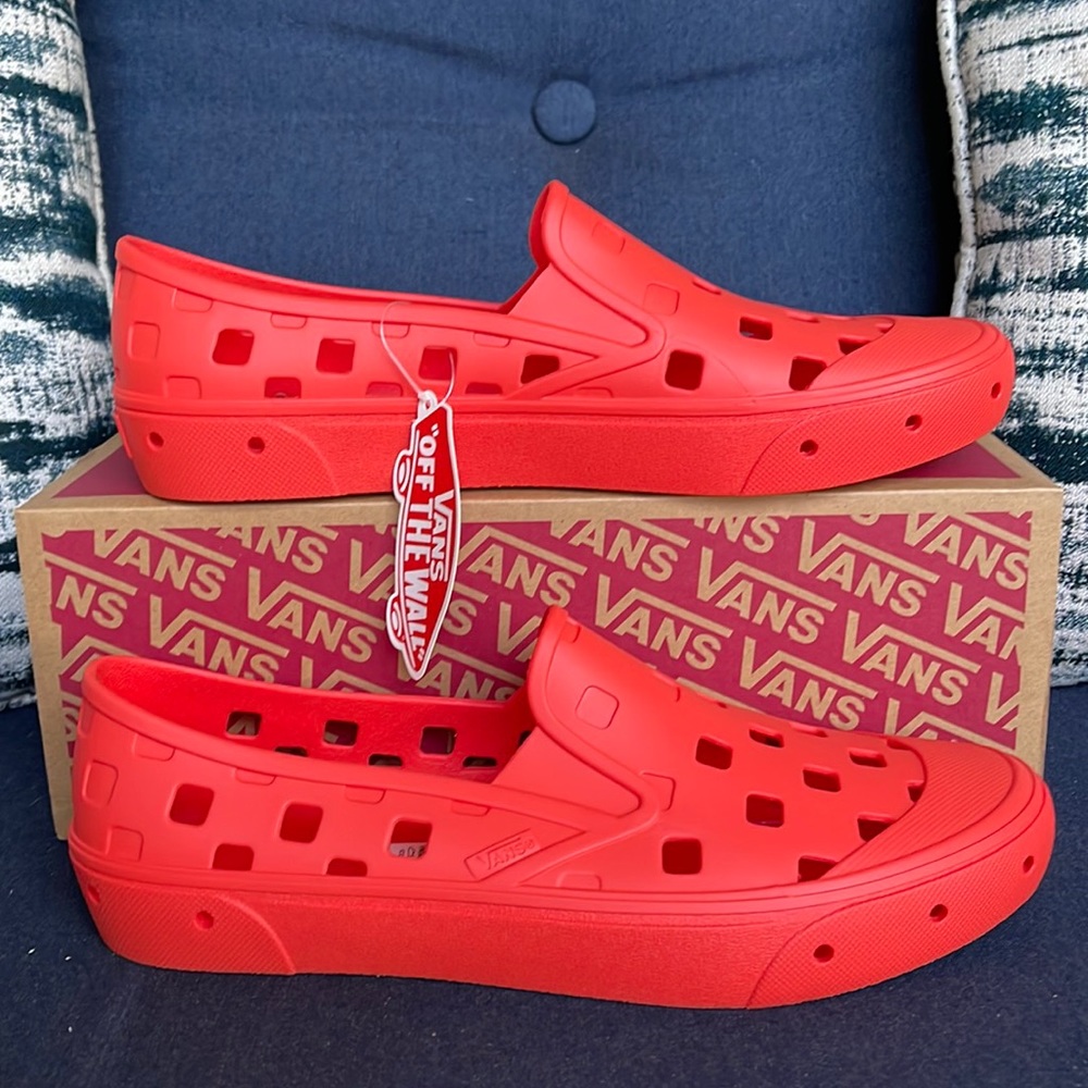 Vans Red Slip-On Perforated Rubber Sneakers
